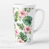 Tropische roze Hibiscus Flowers Latte Mok (Rechts)