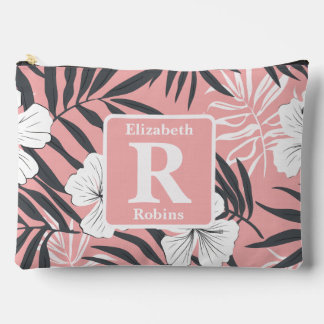 Tropische roze hibiscus gepersonaliseerd monogram etui