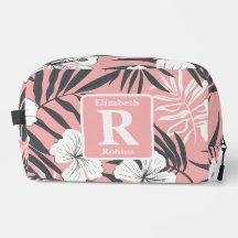 Tropische roze hibiscus gepersonaliseerd monogram
