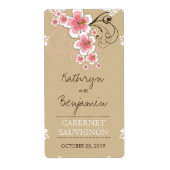 Tropische Roze Hibiscus Rustieke Strand Bruiloft F Etiket (Voorkant)