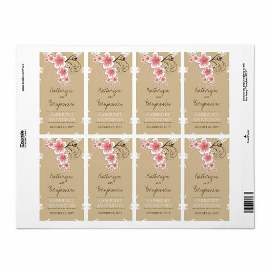 Tropische Roze Hibiscus Rustieke Strand Bruiloft F Etiket (Full Sheet)