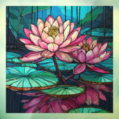 tropische Roze lotus 1 glas in lood kunst Raamsticker (Vel 3)