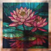 tropische Roze lotus 1 glas in lood kunst Raamsticker (Vel 2)