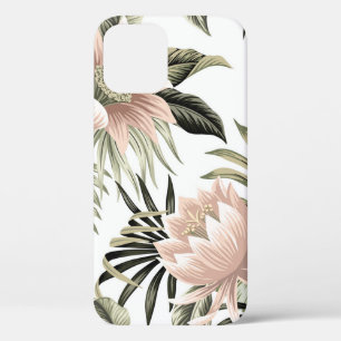 Tropische roze lotus, palmbladeren, banaan iPhone 12 hoesje