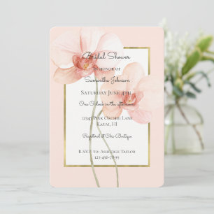 Tropische Roze Orchidee Bloemen Bruidsdouche Kaart
