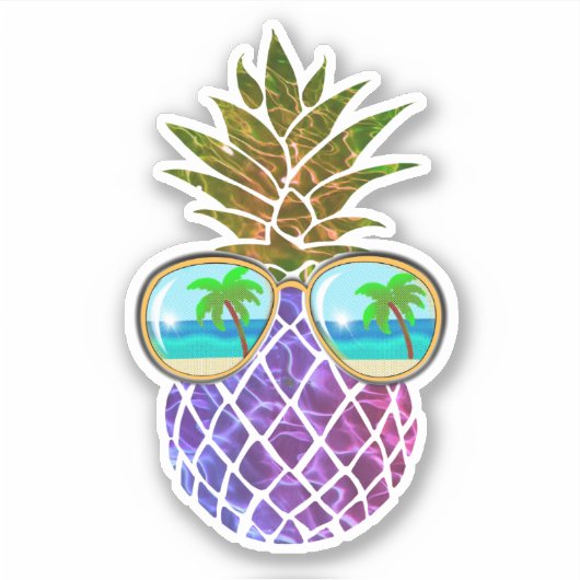Tropische roze paarse ananas sticker (Voorkant)