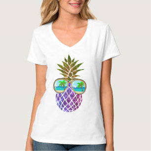 Tropische roze paarse ananas t-shirt