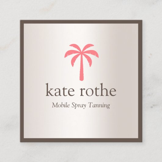 Tropische Roze Palmboom Mobiele Spray Tan Contactkaartje (Voorkant)
