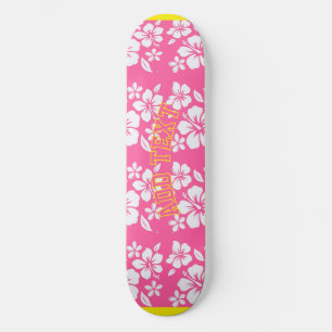 Tropische roze strandbloemen skateboard