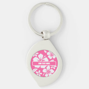 Tropische roze strandbloemen sleutelhanger