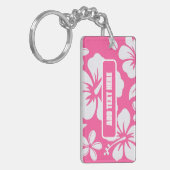 Tropische roze strandbloemen sleutelhanger (Voorkant Links)