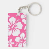 Tropische roze strandbloemen sleutelhanger (achterkant)