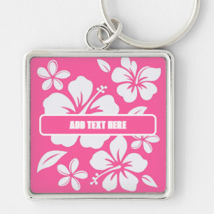 Tropische roze strandbloemen sleutelhanger