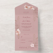 Tropische Roze Tracery bruiloft All In One Uitnodiging (Binnen)