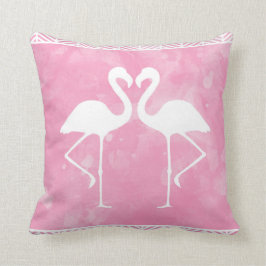 Tropische roze Waterverf Flamingo Silhouette Kussen