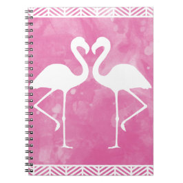 Tropische roze Waterverf Flamingo Silhouette Notitieboek
