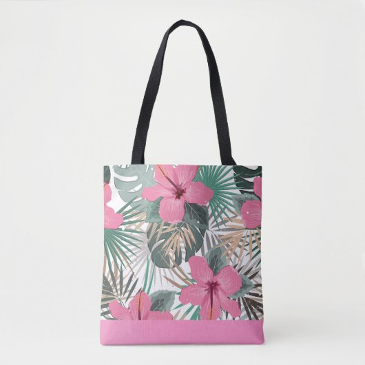 Tropische roze weelderige hibiscus draagtas (Voorkant)