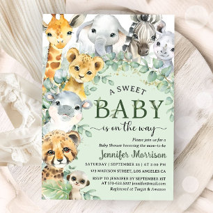 Tropische Safari Jungle Dieren Baby Shower Kaart