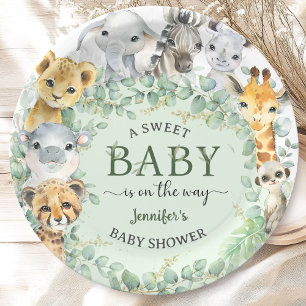 Tropische Safari Jungle Dieren Baby Shower Papieren Bordje