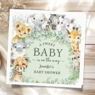 Tropische Safari Jungle Dieren Baby Shower Servet