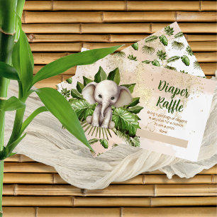 Tropische Safari Olifant Baby shower Luier Raffle Informatiekaartje
