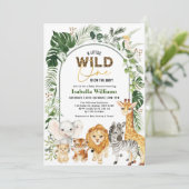 Tropische Safari Party Animals Wild One Baby Boy Kaart (Staand voorkant)