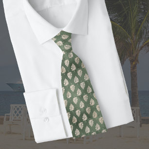 Tropische Sage Green met crèmehandpalmen Stropdas