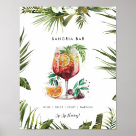 Tropische Sangria cocktailbar menuteken Poster