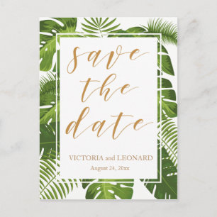 Tropische save the date goud Huwelijk briefkaart
