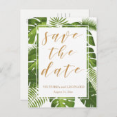 Tropische save the date goud | Huwelijk briefkaart (Voorkant / Achterkant)