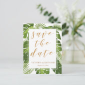 Tropische save the date goud | Huwelijk briefkaart (Staand voorkant)