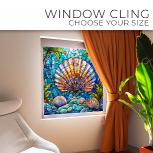 Tropische scallop Glas in lood kunst Raamsticker