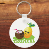 TROPISCHE schattige Kawaii Coconut en ananas Sleutelhanger (Voorkant)