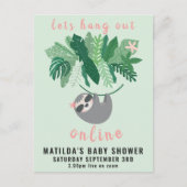 Tropische schattige luiaard hang uit online baby s briefkaart (Voorkant)