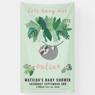 Tropische schattige luiaard hang uit online baby s spandoek