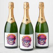 Tropische schedelvibe sparkling wijnetiket (Flessen)