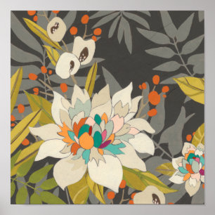 Tropische schemerbloemen poster