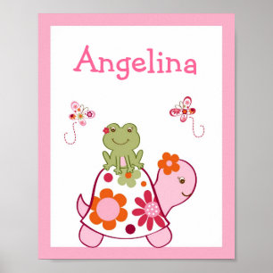 Tropische Schildpad Kikker Babykamer Muur Kunst Na Poster