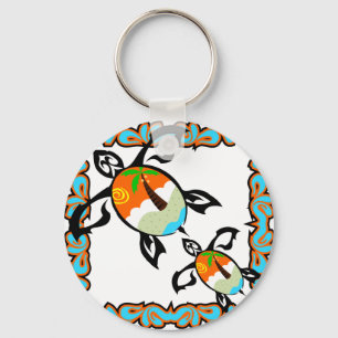 Tropische schildpad sleutelhanger