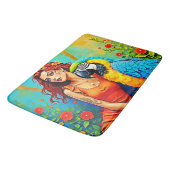 Tropische schoonheid en Blue Parrot Design Badmat (Gekanteld)