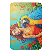 Tropische schoonheid en Blue Parrot Design Badmat (Voorkant Verticaal)