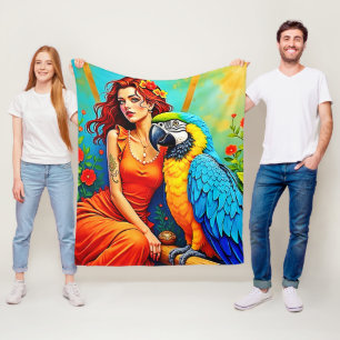 Tropische schoonheid en Blue Parrot Design Fleece Deken