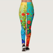 Tropische schoonheid en Blue Parrot Design Leggings (Achterkant)