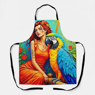 Tropische schoonheid en Blue Parrot Design Schort