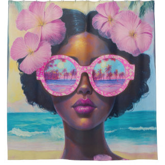 Tropische schoonheid in roze tinten douchegordijn