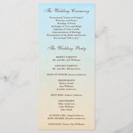 Tropische Seashell Beach Wedding Programma (Achterkant)