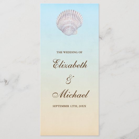 Tropische Seashell Beach Wedding Programma (Voorkant)