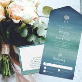 Tropische Seashell Boho Beach Ocean Wedding All In One Uitnodiging
