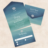 Tropische Seashell Boho Beach Ocean Wedding All In One Uitnodiging