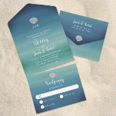 Tropische Seashell Boho Beach Ocean Wedding All In One Uitnodiging